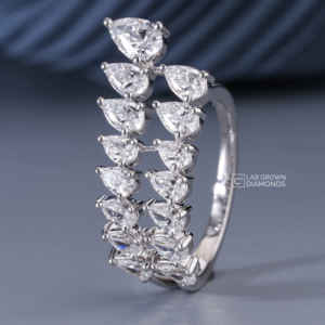 Bague en or blanc 14 carats avec moissanite taille poire pour femme, luxe, 1,98 carat de poids total, 4,68 grammes, bijoux fins pour mariage et fiançailles, cadeau - Product Image 3