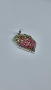 Custom BrassShrinathji Pichwai Miniature <b>Painting</b> Shield Shape CZ Diamond Halo Pendant for Men Women - Product Image 3