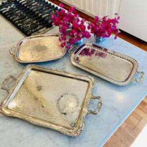 Plateau de service en laiton de qualité supérieure, finition antique, accessoire décoratif pour la restauration, les événements, les banquets, les hôtels et les réceptions domestiques - Product Image 5