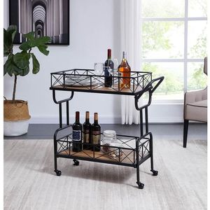 Carrito de Servicio Metálico de Diseño con Elegante Construcción de Acero con Recubrimiento en Polvo y Estantes de Almacenamiento Multiusos - Product Image 4