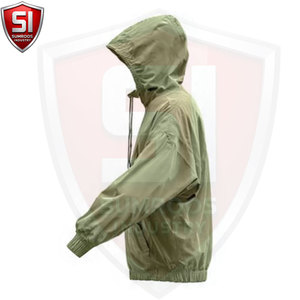 Blouson bomber à capuche pour homme, léger, en polyester, coupe-vent, décontracté, vêtement d'extérieur pour l'automne, avec poches, fermeture éclair, couleur unie - Product Image 6