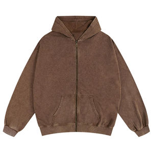 Sudadera Profesional de Invierno para Hombre, Lavado Ácido, Cremallera Completa, Felpa Francesa, 100% Algodón, Ecológica, Impermeable, Estilo Vintage, Lisa, Oversize - Product Image 1