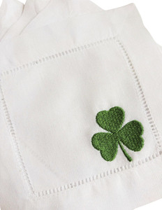 Serviettes de cocktail personnalisées en lin 100% brodé motif feuille porte-bonheur 6x6 pouces, ourlet festonné, durables et réutilisables pour événements à domicile, vente en gros - Product Image 2