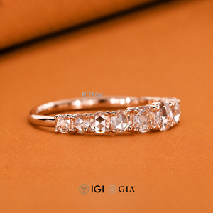 Anillo de Boda con Diamante Corte Rosa Redondo para Anillo de Compromiso, Diamantes Cultivados en Laboratorio Graduados, Engaste de Puntas Compartidas, Anillo de Aniversario - Product Image 4