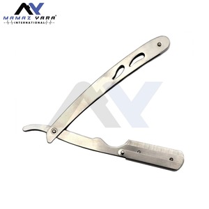 Matte Black Professional Barber <b>Swing</b> Lock Stainless Steel Straight Edge Shaving Razor <b>Set</b> 2 Pieces for Men Single Edge Barber - Product Image 2