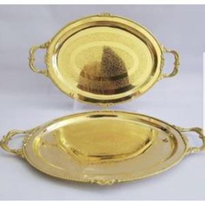 Plateau de service artisanal en laiton, plateau de service en métal de qualité supérieure pour des événements élégants, la restauration, les événements hôteliers et les réceptions à domicile - Product Image 1