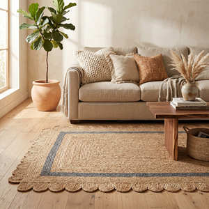160 × 230 cm Natural Textured Area Rug with Leaf Motif for Organic Modern Interiors - Product Image 4