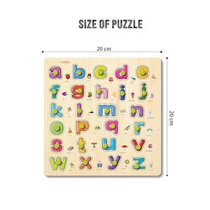 Puzzle en bois à bouton rotatif : Petits chiffres et lettres anglaises – Jouet éducatif en bois pour tout-petits – Planche éducative en bois avec petits chiffres et lettres - Product Image 2