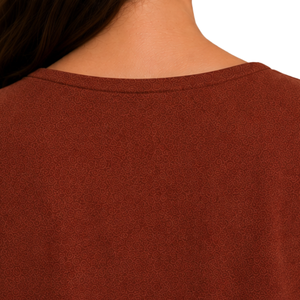 Blusa Casual de Mujer Marrón Oxidado con Bordado, Manga Corta, Cuello en V y Cintura Atada, con Logotipo Personalizado, Venta al por Mayor, Camisa de Moda - Product Image 4
