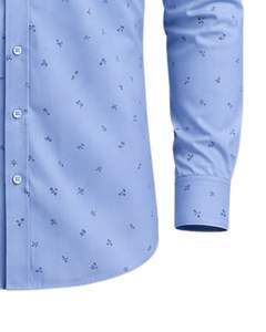 Camisa de Vestir Personalizada para Hombre, Color Azul Cielo, Estampada, Corte Entallado, Botones, Manga Larga, Informal, para Oficina, Mezcla de Algodón, Personalizada, OEM, ODM - Product Image 6