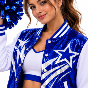 Costume de cheerleading personnalisé par le fabricant avec veste de style universitaire, jupe et haut de performance pour équipe - Product Image 4