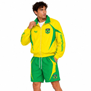 Chaqueta Cortavientos y Pantalones Cortos Estilo Brasileño Y2K, Traje Deportivo de Nailon Amarillo Verde, Sublimación, Ligero, Sudadera con Capucha para Verano - Product Image 5