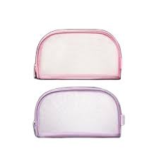 Sac cosmétique en maille de nylon transparent avec logo personnalisé, organisateur de pochette de maquillage à fermeture éclair de voyage - Product Image 6
