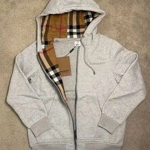 Sweat à capuche zippé en coton 100% à carreaux de haute qualité Burbes pour l'hiver, avec logo de marque brodé, pour homme/femme, coupe universelle - Product Image 4