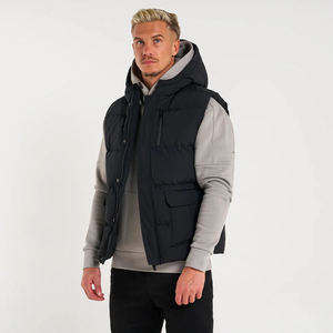 Veste d'hiver rembourrée à capuche noire pour homme, coupe standard, coupe-vent, streetwear, logo personnalisé sur le devant, tissu 400g - Product Image 6