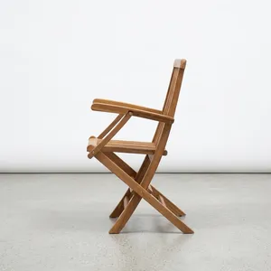 Fauteuil pliant d'extérieur en bois, design minimaliste, en teck, mobilier d'extérieur pliable - Product Image 3