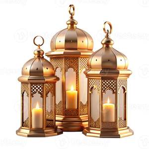 Linterna árabe de metal decorada con luz, linternas tradicionales y antiguas para celebrar la llegada del mes de Ramadán. - Product Image 4