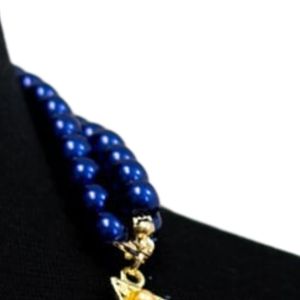 Collier Perle Bleue Or Sigma Élégant avec Pendentif Perlé, Bijou Tendance, Accessoire de Mode, Design Personnalisé, Cadeau, Vente en Gros - Product Image 6