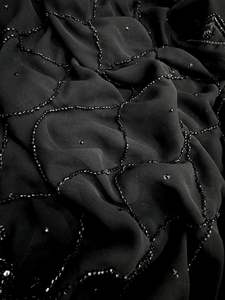 Sari Negro de Georgette con Diseño Exclusivo, Blusa Elegante, Moderno y Elegante, Última Moda India, para Fiestas, Bodas, Uso Casual, para Mujer - Product Image 3