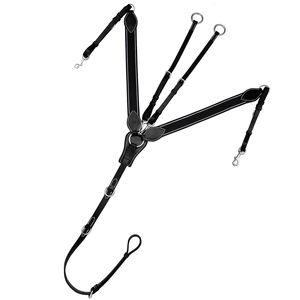 Harnais de poitrail en cuir en forme de feuille avec élastique noir et lignes grises et marron, harnais de poitrail anglais pour chevaux, OEM bienvenu - Product Image 1