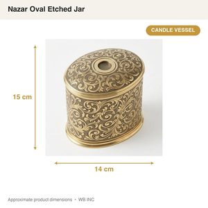 Portavelas de Latón Dorado Pulido Hecho a Mano de 15 cm con Diseño Damasco Invertido y Grabado Ovalado Nazar para Decoración del Hogar, Hoteles, Mesas y Regalos - Product Image 6