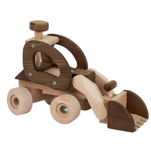 Excavadora de madera bicolor única con brazo excavador funcional y ruedas robustas. Compre disponible a precios de mayorista. - Product Image 1