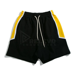 Relevo Men's Polyester Shorts Mid Waist Drawstring Closure Side Stripe Pocket Casual Breathable Woven Fabric Sport Style - Product Image 2