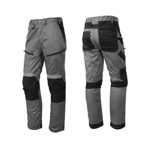 Pantalon de travail gris pour homme, plusieurs poches, tissu en toile, poids moyen, taille haute, braguette boutonnée, coupe droite, style automne - Product Image 4