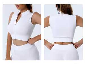 Seamless Matching Gym Set for Women Long Sleeve Zip Workout Jacket Sports Bra High-Waist Yoga Pants Four-Way Stretch Tummy - Product Image 3