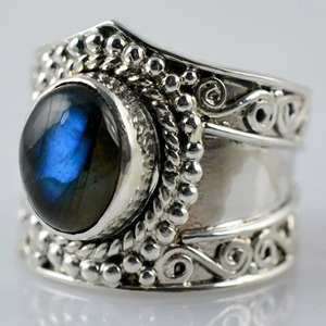Boho Chic <b>Labradorite</b> Oval Cut 925 Sterling Silver Handmade <b>Ring</b> Perfect November Birthstone Jewelry Gift for Her Birthday - Product Image 2