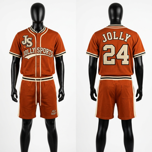 Mens Baseball Jersey Short <b>Set</b> Premium Cotton Polyester <b>Knit</b> Contrast Rib Panels Embroidery Custom Logo men short <b>set</b> for men's - Product Image 1