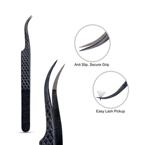 คีมหนีบขนตาสีเงินคุณภาพสูงแหนบสำหรับต่อขนตาแบบมืออาชีพ90องศาโลโก้แบบกำหนดเองพร้อมที่หนีบเส้นใย - Product Image 3