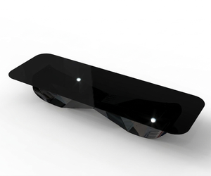 Mesa de Centro Moderna de Vidrio Templado con Base Metálica Geométrica, Mesa de Centro de Vidrio Azul de Lujo para Oficina y Sala de Estar - Product Image 1