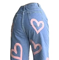 Taille haute jean pantalon grande taille petit ami Denim pantalon coeur imprimé Baggy femmes jean 2023 personnalisé évasé jean vintage pantalon