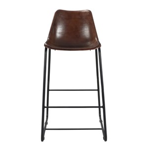 Chaise de bar au design industriel en cuir marron, cadre en métal noir, tabouret de comptoir pliable pour bar à domicile, usage commercial, accoudoirs amovibles - Product Image 2