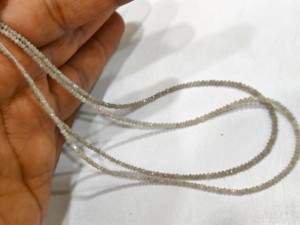 Cuentas facetadas de diamante de piedra preciosa natural gris lechoso de alta calidad, forma rondel, 4 pulgadas, hilo de 1.5-2.5 mm, certificadas por terceros - Product Image 6