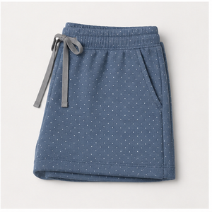 Custom Slate Blue Polka Dot Womens Refined Lounge Fit Drawstring Lounge <b>Shorts</b> Soft Ponte <b>Jersey</b> - Product Image 6