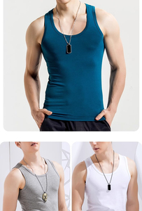 <b>Men's</b> Cotton <b>Tank</b> <b>Top</b> O-Neck Solid Color Casual Breathable Knitted Plain Dyed White Gray Blue <b>Black</b> - Product Image 6