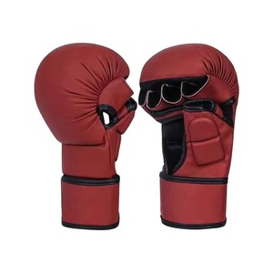 Guantes de MMA Rojos Premium con Acolchado Grueso, Guantes de Grappling Profesionales para Artes Marciales, Sparring, Entrenamiento de Boxeo con Palma Abierta - Product Image 5