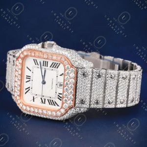Reloj mecánico artesanal con caja de acero inoxidable, correa de acero inoxidable, lectura analógica, diamantes moissanita con claridad VS VVS EF - Product Image 6