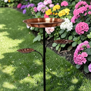 อ่างน้ำนกโลหะแบบคลาสสิกสำหรับสวนหลังบ้าน ลานบ้าน ดีไซน์หรูหรา ฐานแข็งแรง ดึงดูดนก มาพร้อมอ่างเก็บน้ำ - Product Image 4