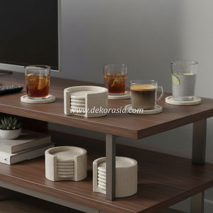 Ensemble de sous-verres modernes en marbre avec support, sous-verres ronds pour bar, hôtel, restaurant et décoration intérieure - Product Image 4