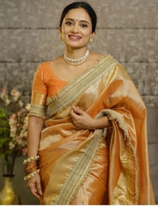 Sari indio de tela Banarasi estilo Bollywood - Product Image 5