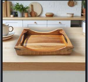Handmade Teak Wood Serving Tray with Handles: Rustic <b>Kitchen</b> <b>Decor</b> Custom Design Wholesale Solid Wood Rectangular Serving Tray - Product Image 5