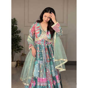 Diseñador Aliya-Vestido cortado con Pent y Dupatta Elegante desgaste de fiesta de noche - Product Image 2