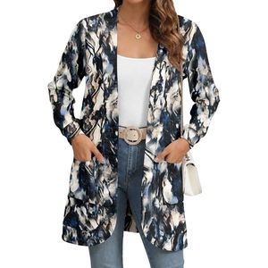 Cardigan long ouvert sur le devant pour femme, en laine et coton tricoté, coupe décontractée, vêtement décontracté, chaud pour l'hiver, avec poches personnalisées - Product Image 6