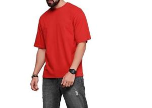 T-shirt Homme Oversize en Coton Uni de Qualité Supérieure, Style Hip Hop Streetwear, Coupe Boxy, Respirant, Grandes Tailles - Product Image 1