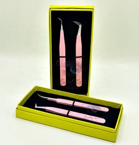 Pinzas de Extensión de Pestañas de Acero Inoxidable de Alta Calidad, Color Rosa Bebé, Marca Privada, Punta de Fibra Esencial, Sostenibles y Duraderas - Product Image 3