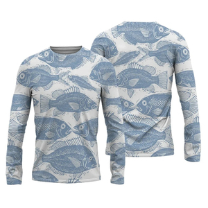 Chemise de pêche tendance pour homme, manches longues, imprimé poisson, 100% polyester, UPF 50, anti-UV, vêtements d'extérieur, style pull, taille adulte - Product Image 5