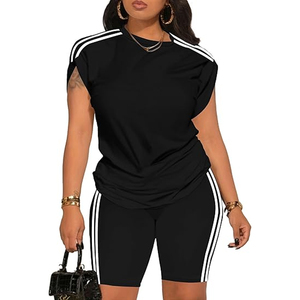 Conjunto de Top y Shorts de Algodón 100% para Mujer, Estilo Vintage, Corte Holgado, Largo por Encima de la Rodilla, Ropa Casual de Verano, Venta al Por Mayor - Product Image 1